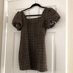 Puff Sleeve Tweed Dress SMALL